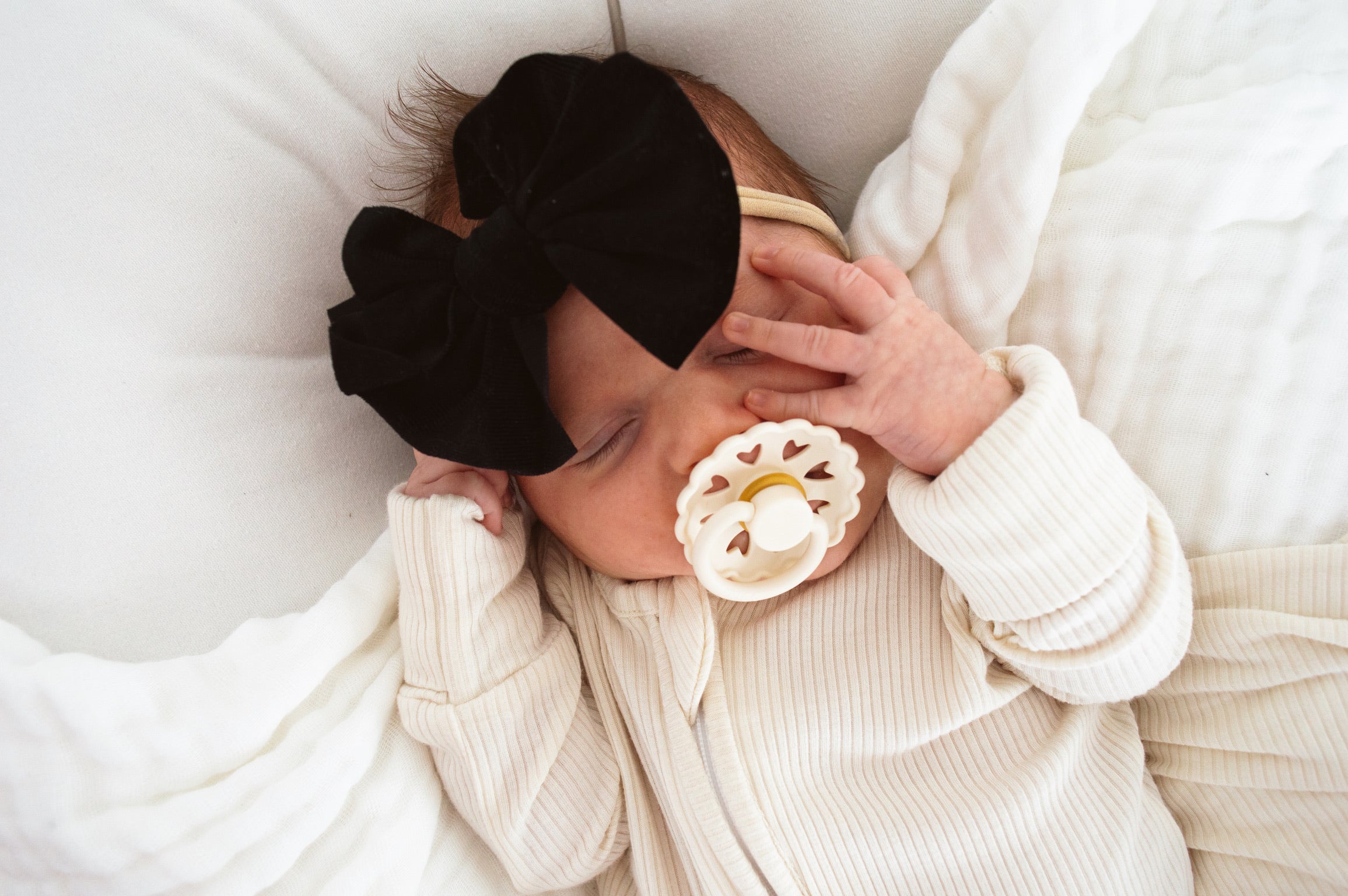 Ribbed Cream Bamboo Zip Onesie
