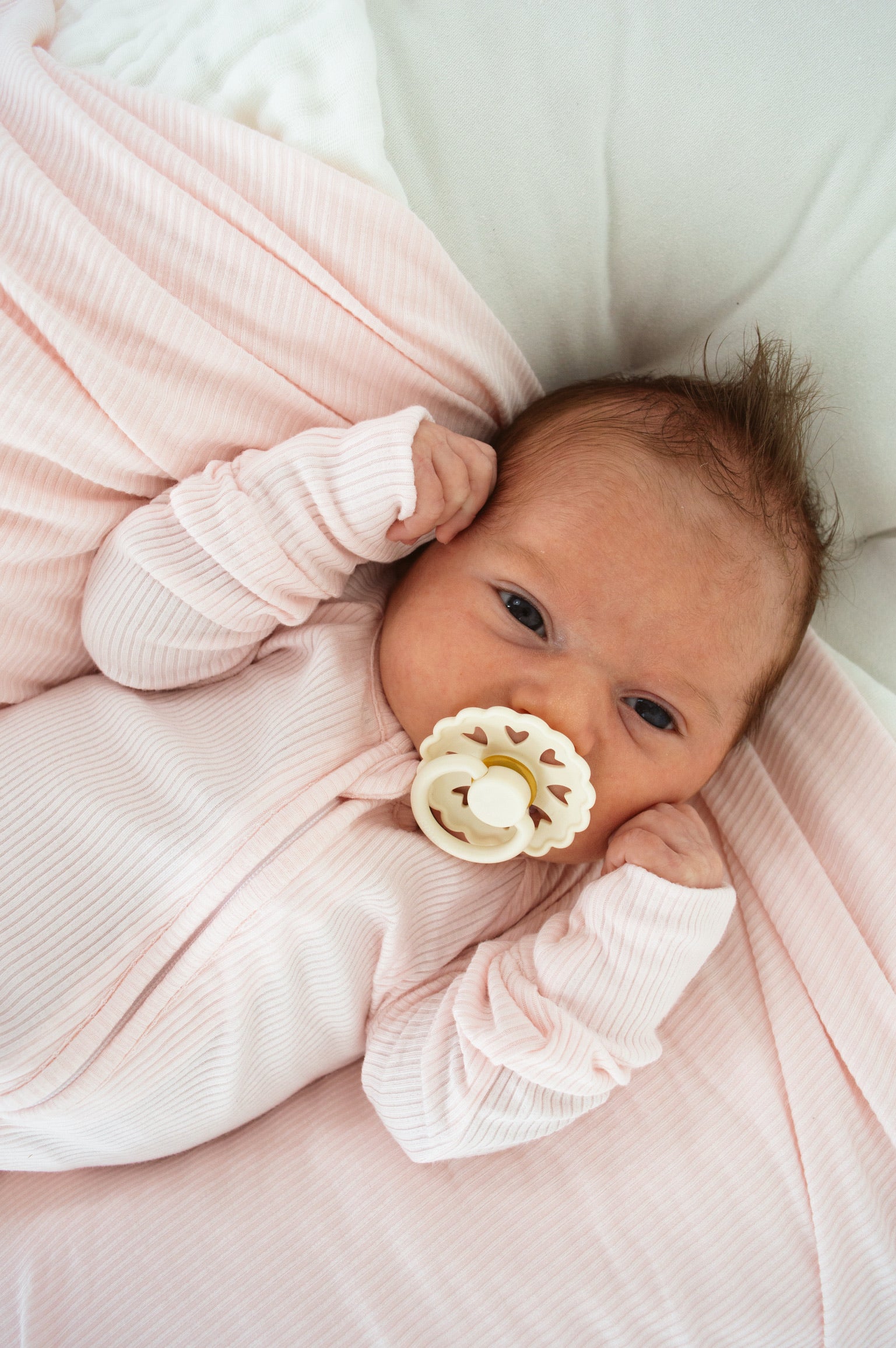 Ribbed Bubblegum Bamboo Zip Onesie
