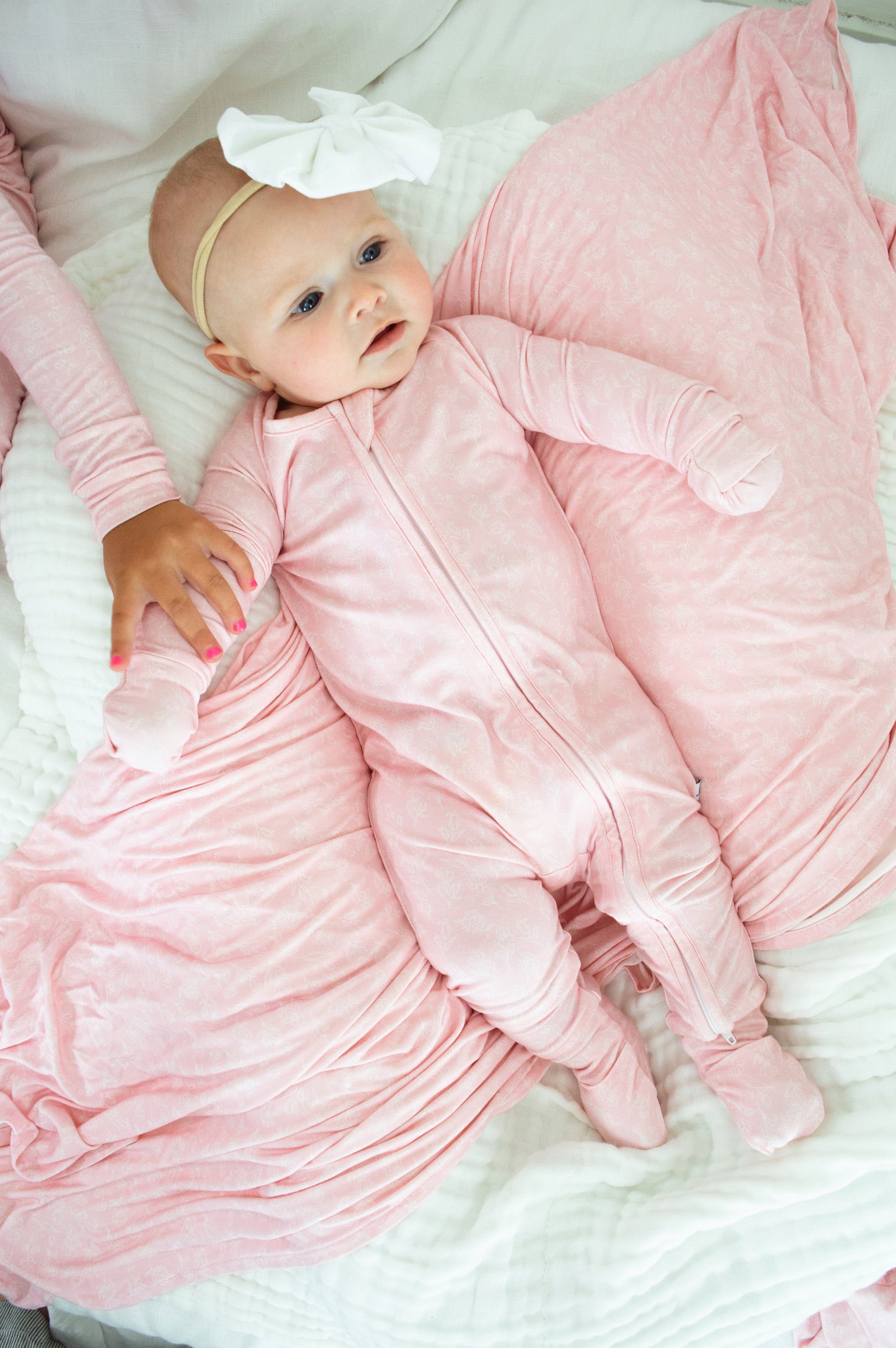 Lennon Bubblegum Bamboo Zip Onesie