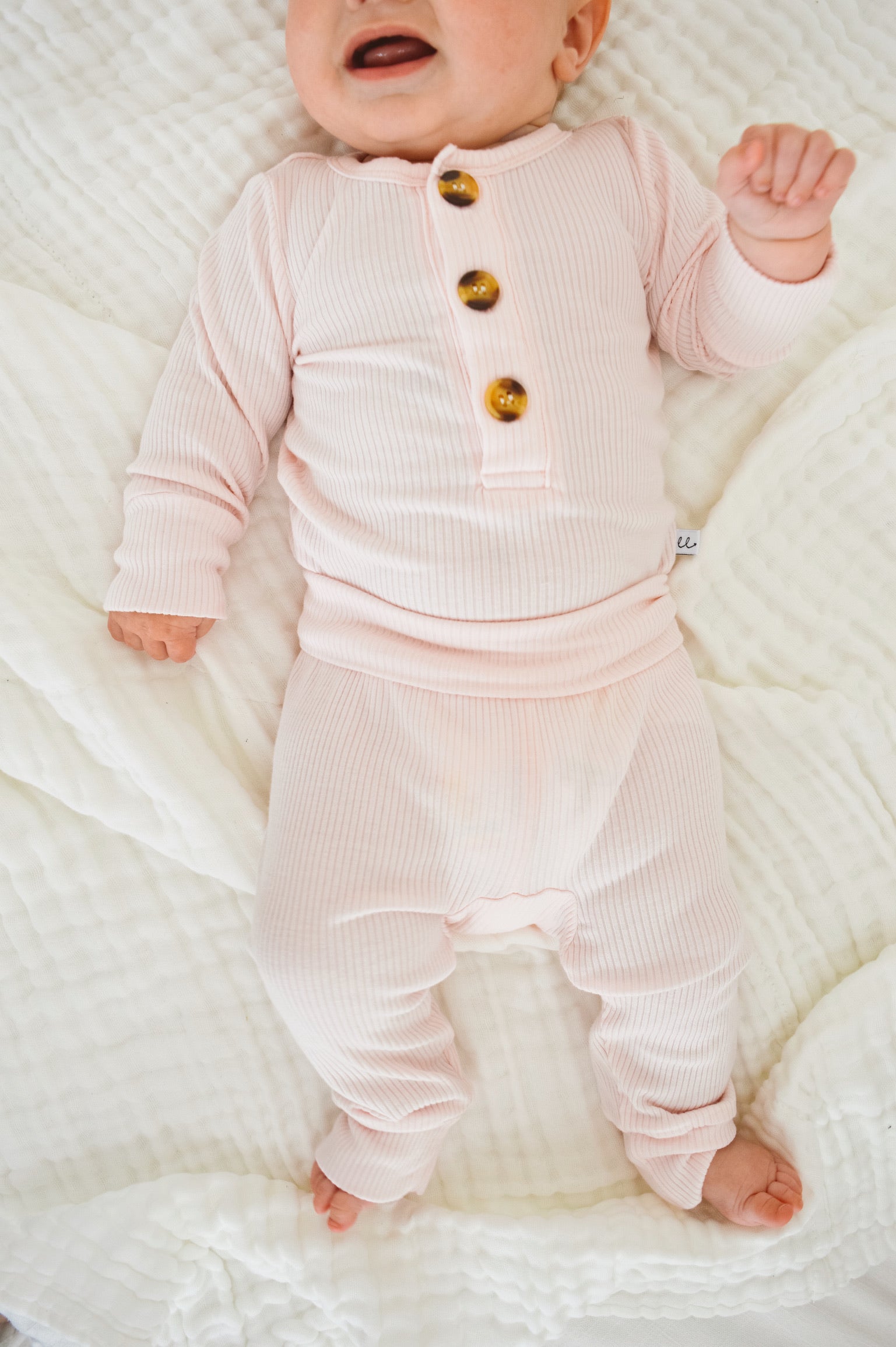 Ribbed Bubblegum Two Piece Button Down Set