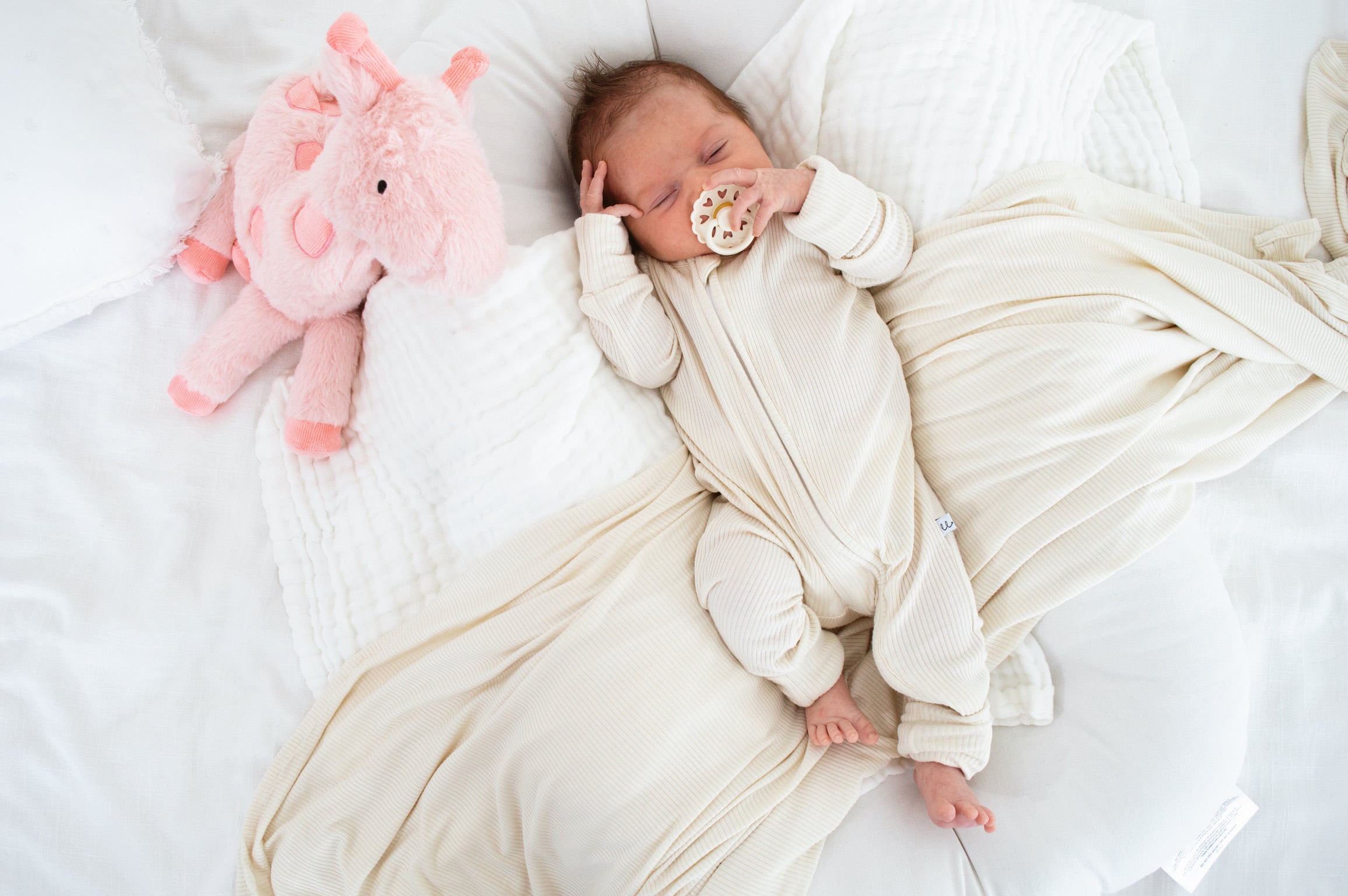 Ribbed Cream Bamboo Zip Onesie