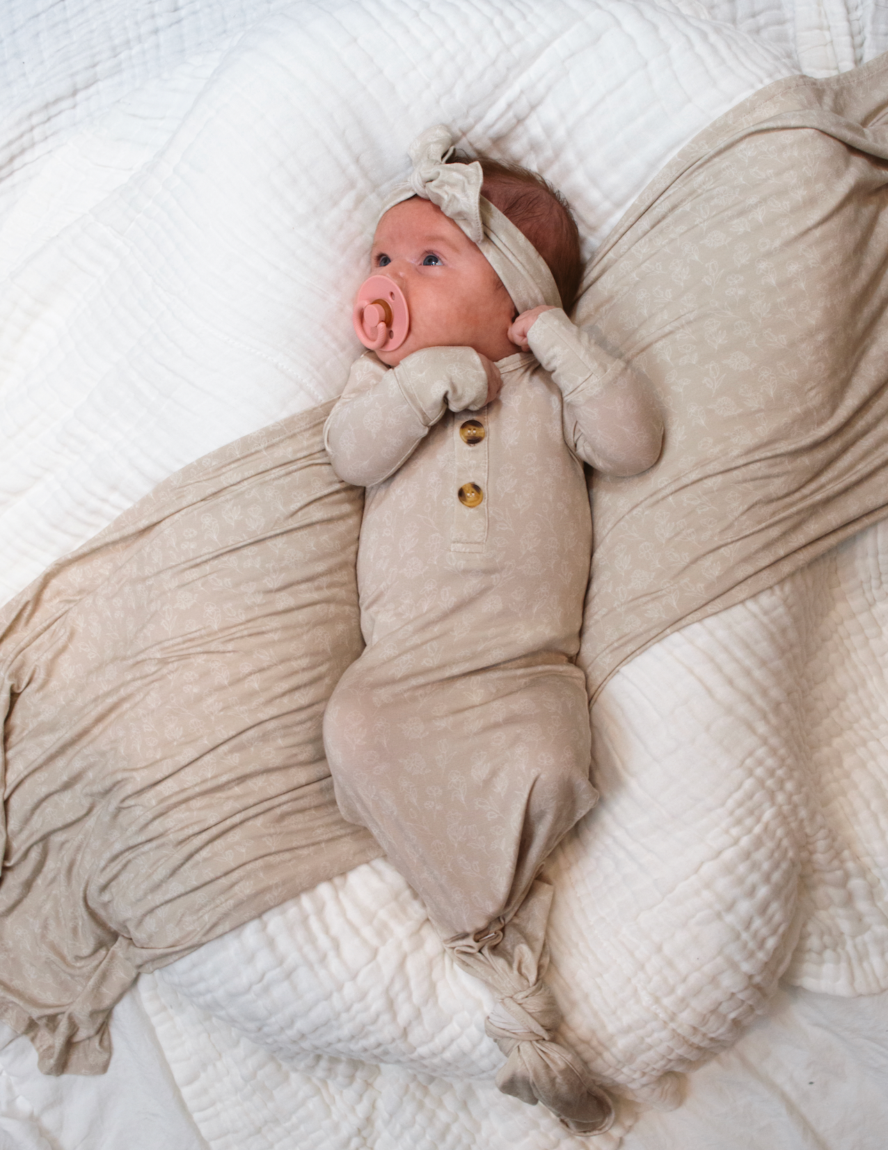 Lennon Desert Welcome Baby Bundle Set: Blanket, Headband, Knotted Gown