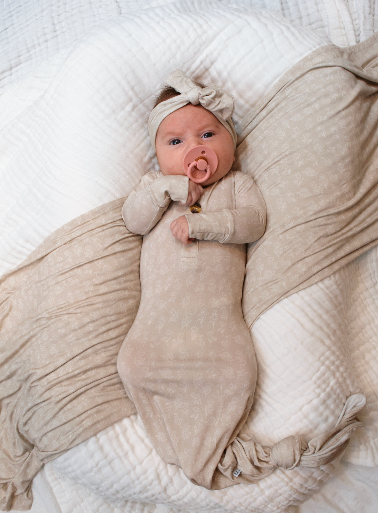 Lennon Desert Welcome Baby Bundle Set: Blanket, Headband, Knotted Gown
