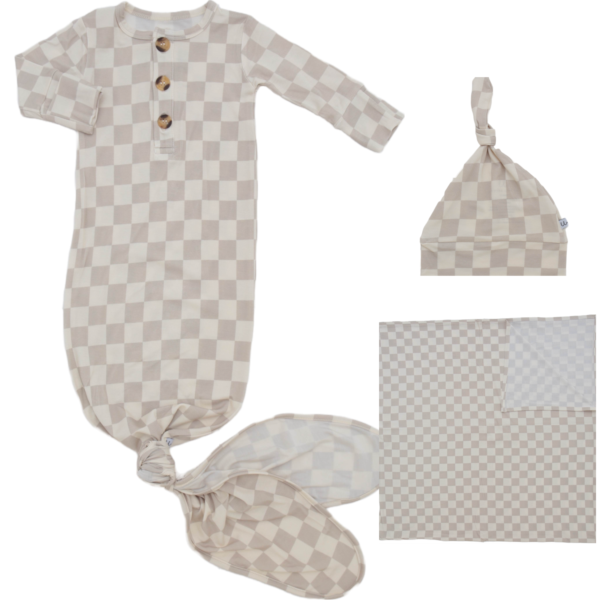 Madden Desert Welcome Baby Bundle Set: Blanket, Hat, Knotted Gown