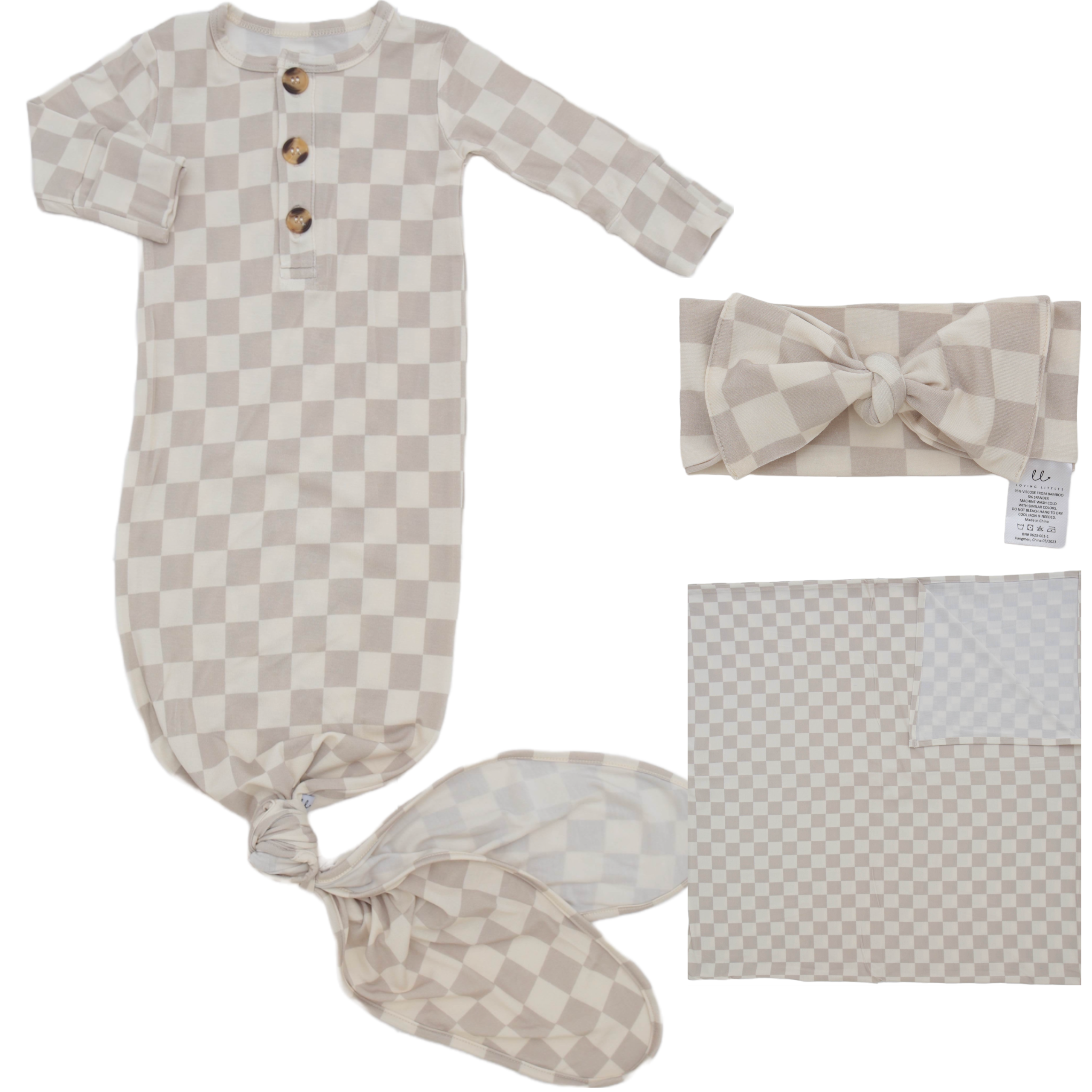 Madden Desert Welcome Baby Bundle Set: Blanket, Headband, Knotted Gown