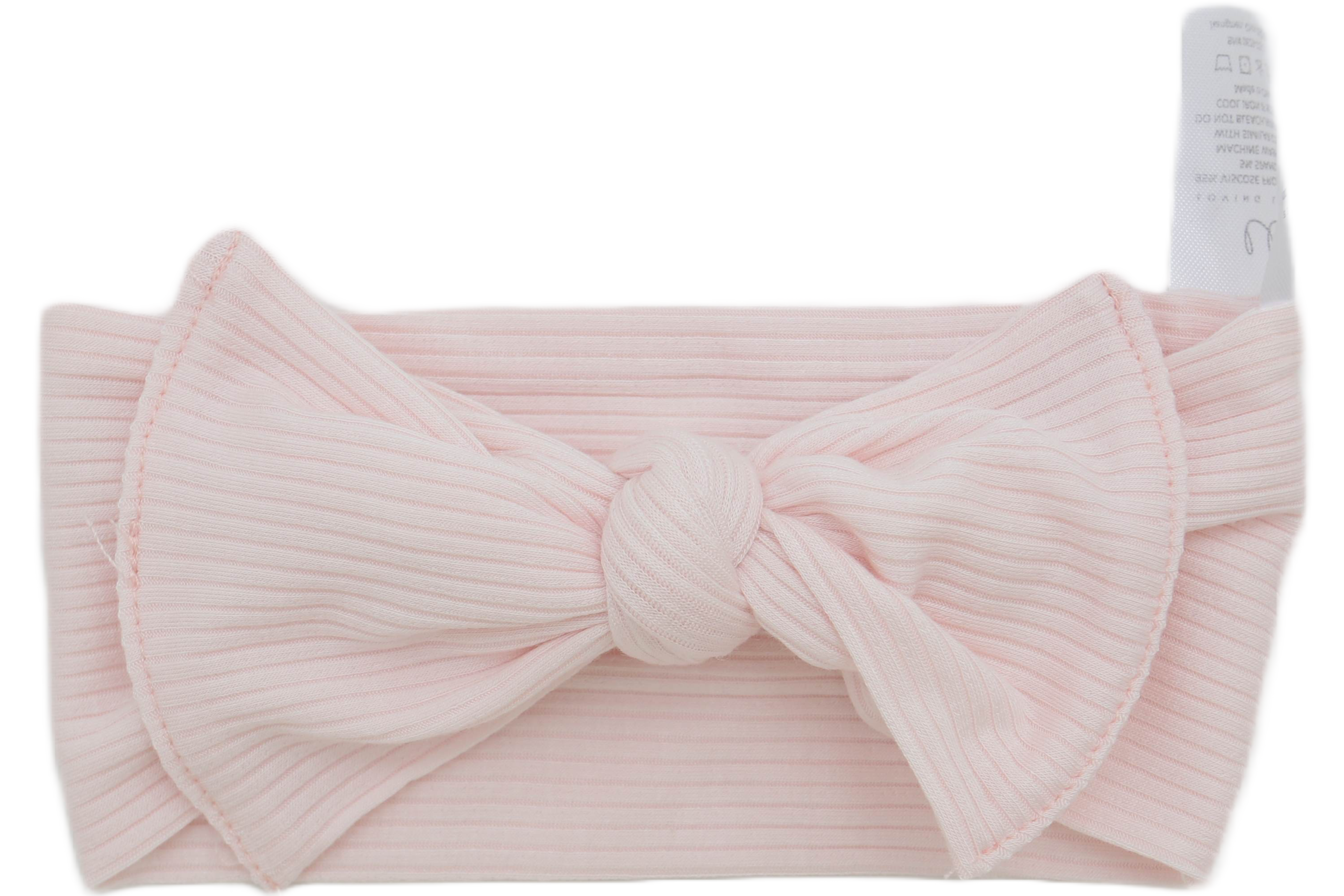 Ribbed Bubblegum Welcome Baby Bundle Set: Blanket, Headband, Knotted Gown