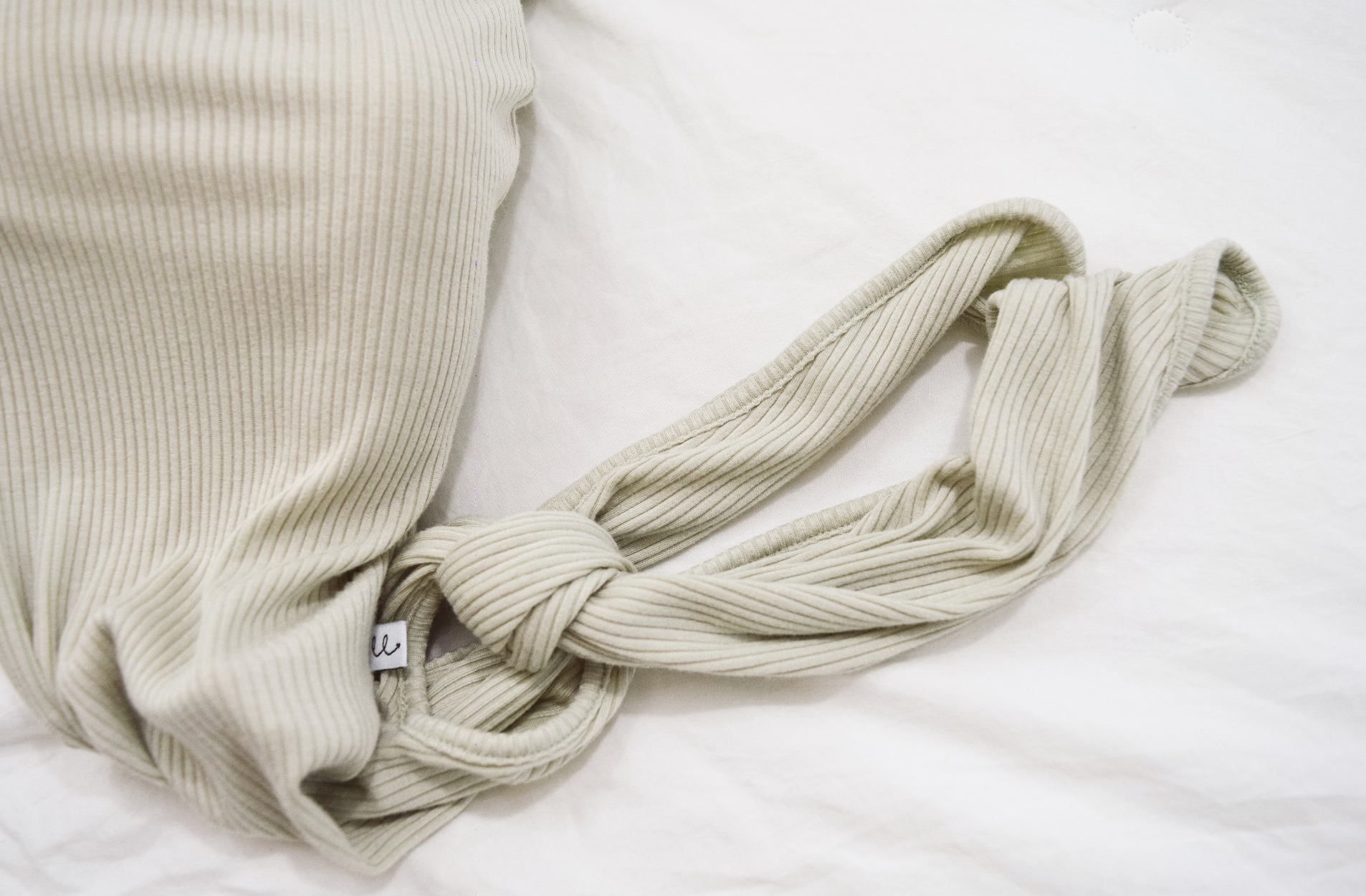 Ribbed Sage Welcome Baby Bundle Set: Blanket, Hat, Knotted Gown