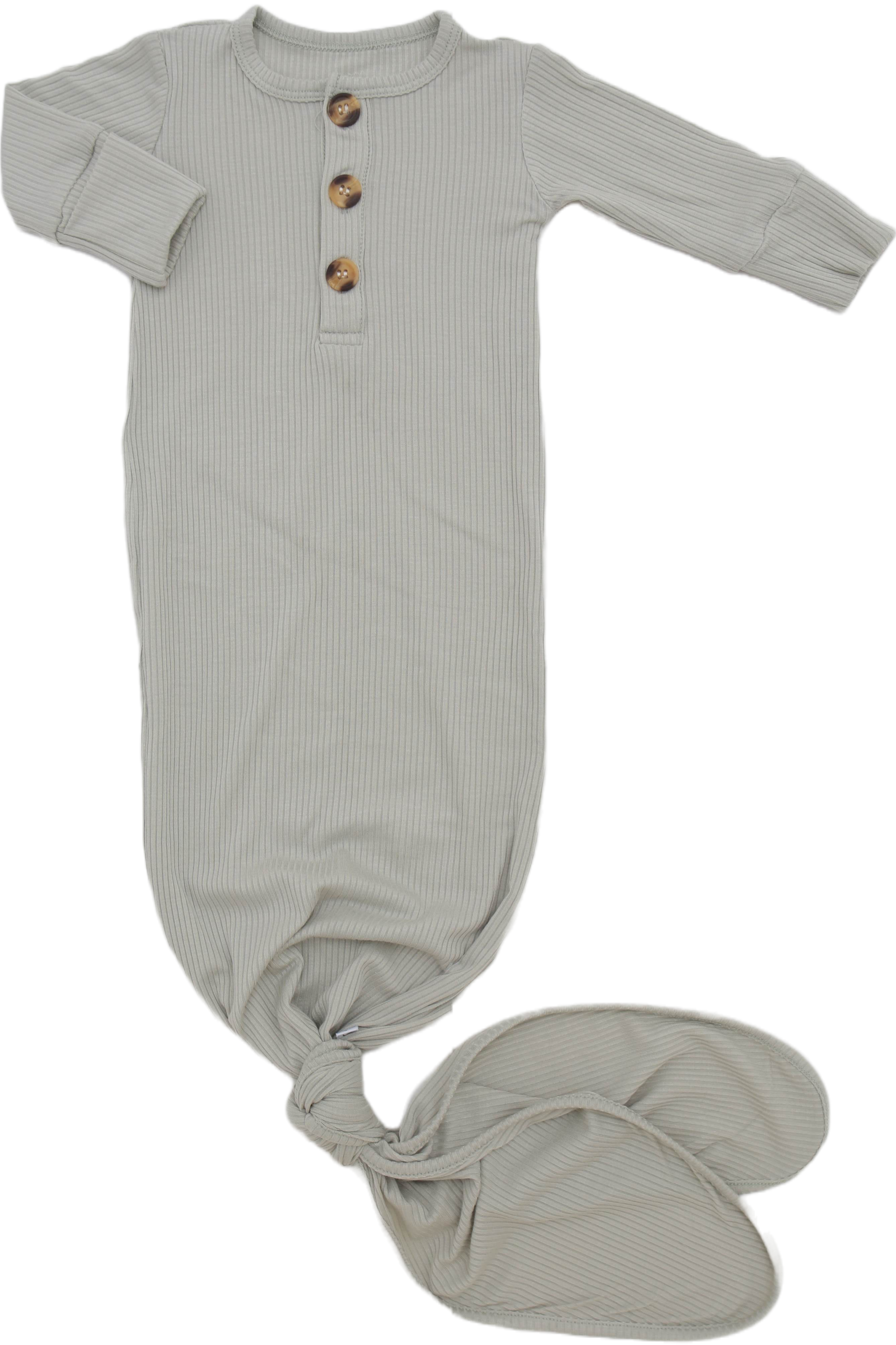 Ribbed Sage Welcome Baby Bundle Set: Blanket, Hat, Knotted Gown