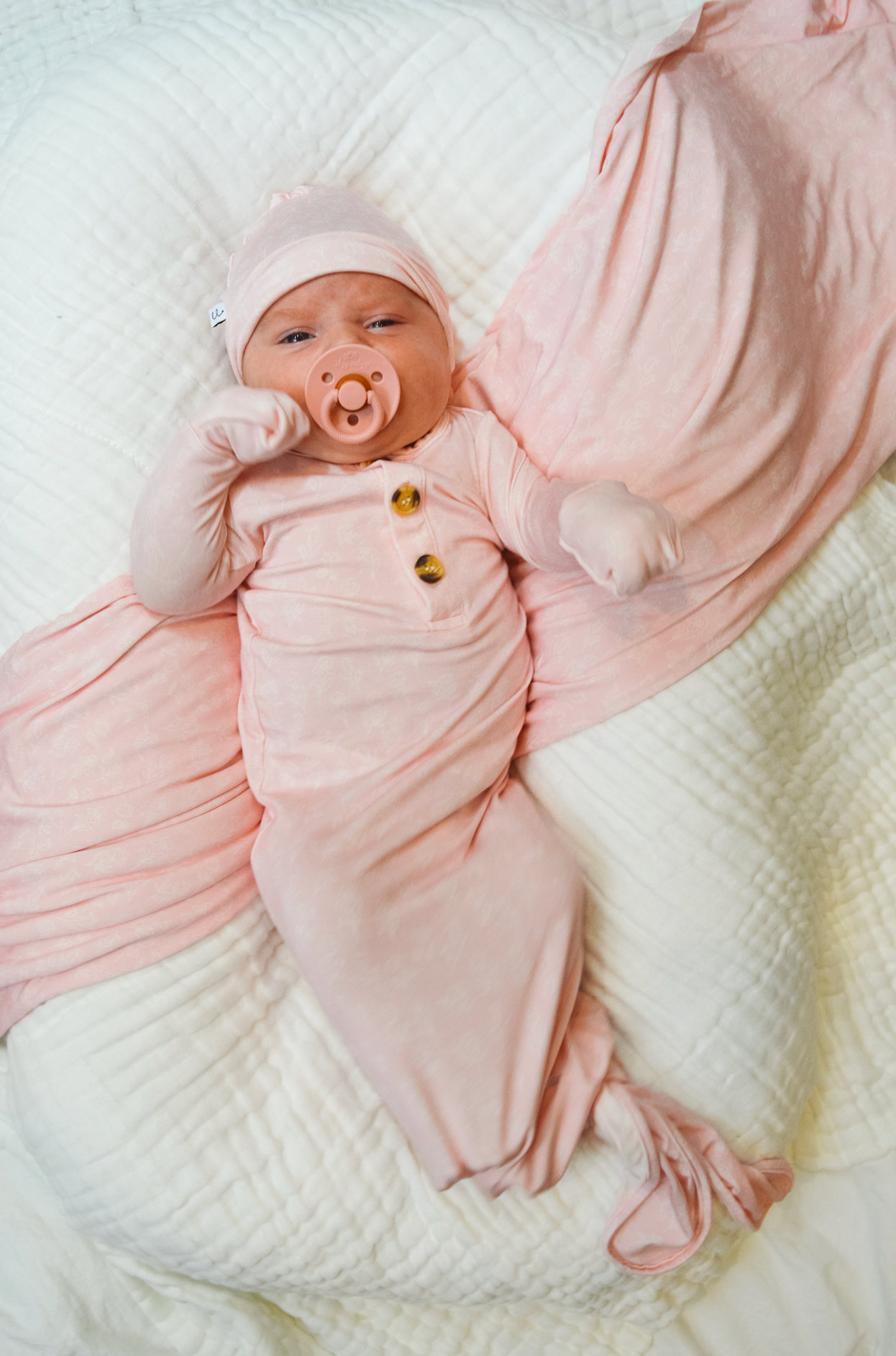 Lennon Bubblegum Welcome Bundle Set: Blanket, Headband, Knotted Gown