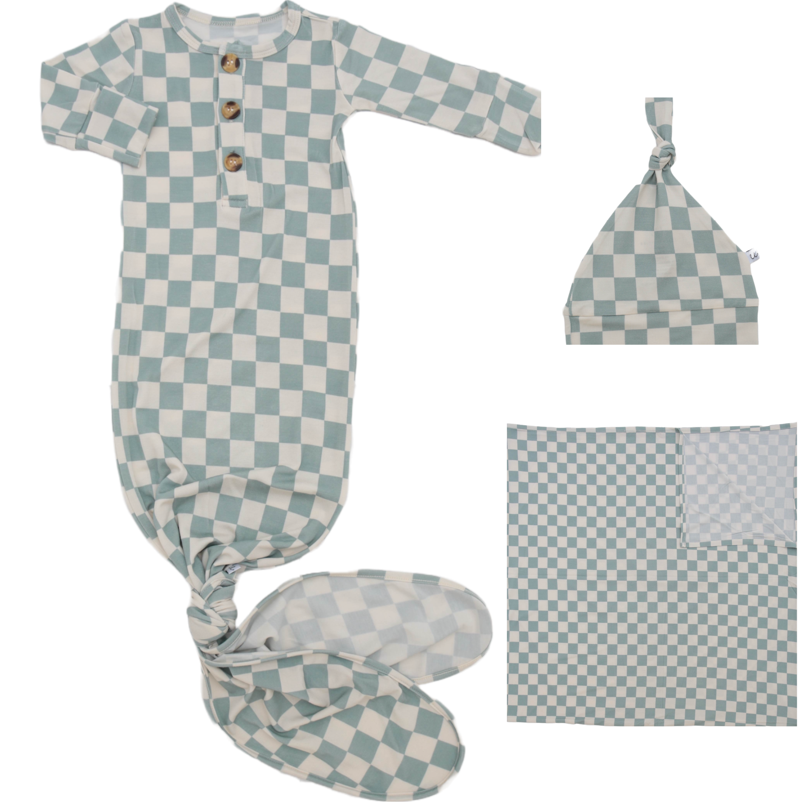 Madden Jade Welcome Baby Bundle Set: Blanket, Hat, Knotted Gown