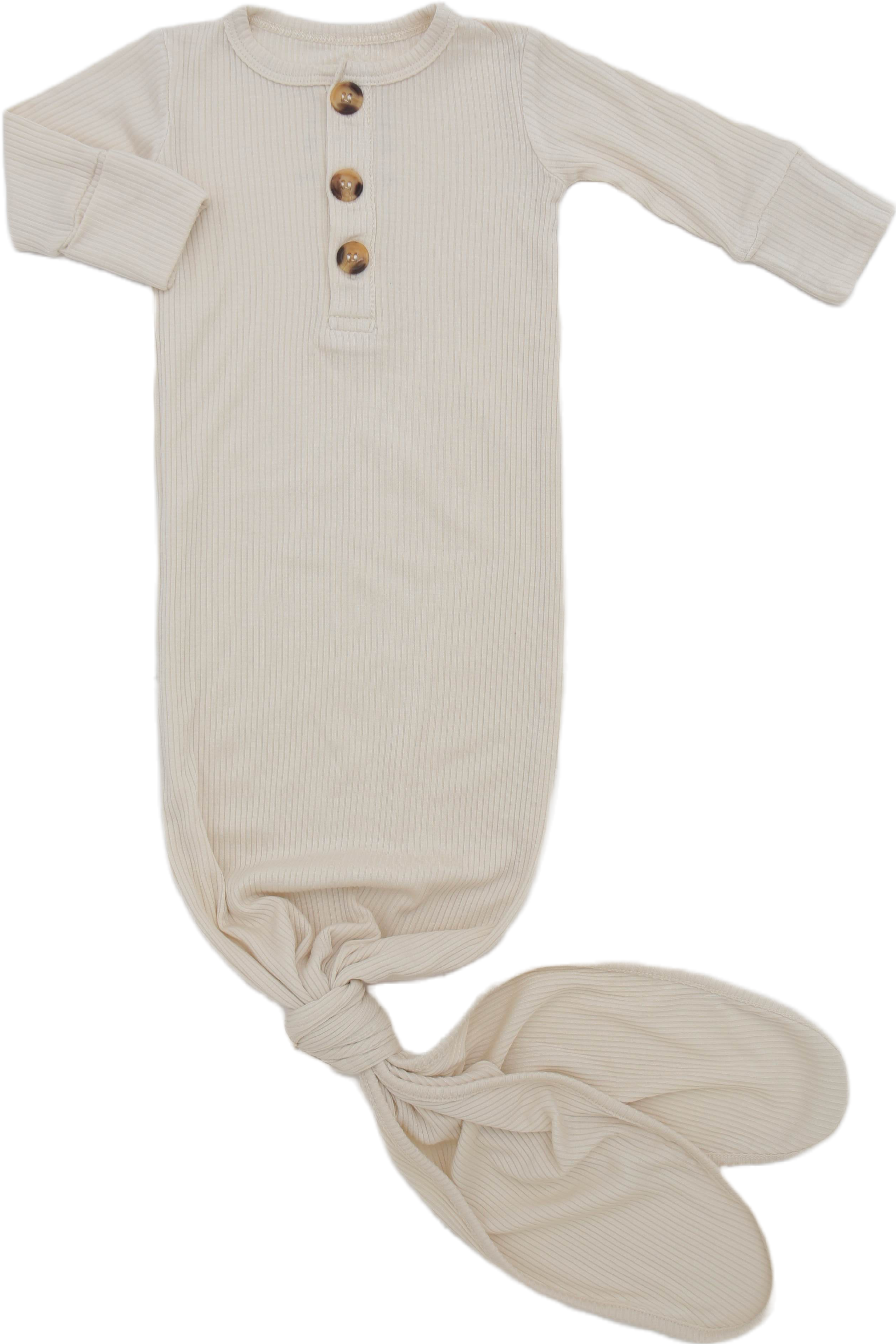 Ribbed Cream Welcome Baby Bundle Set: Blanket, Hat, Knotted Gown