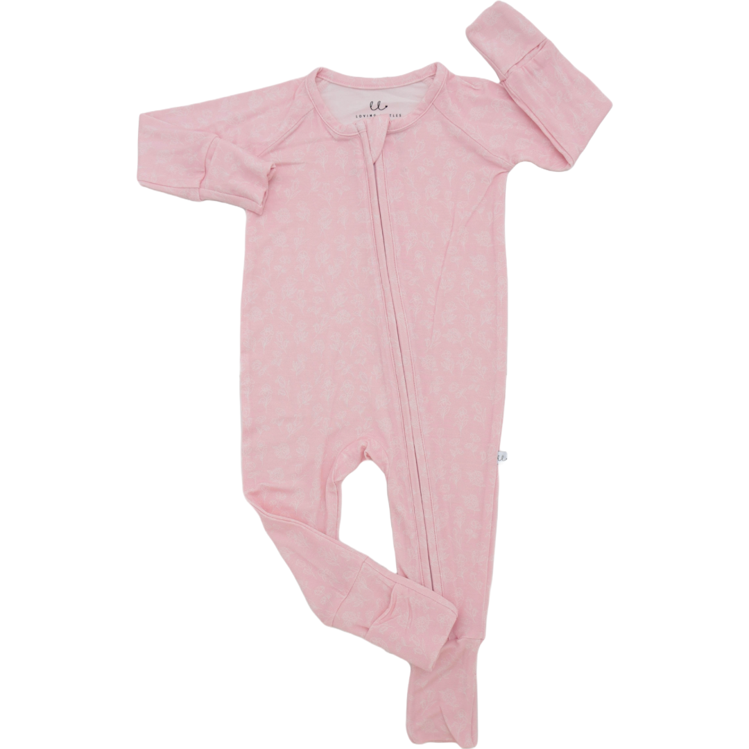 Lennon Bubblegum Bamboo Zip Onesie